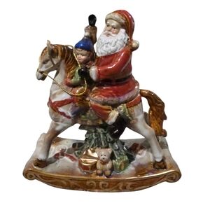 Rocking Horse Ceramic Santa